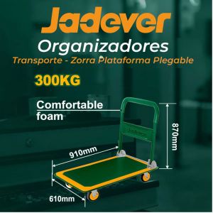 CARRETILLA DE PLATAFORMA PLEGABLE - CAPACIDAD: 300KGS JADEVER - Vista 2