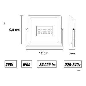 REFLECTOR LED 20W RGB KING 220V RGB+W C/ CONTROL REMOTO RF - Vista 4
