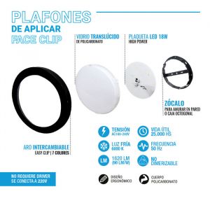 PANEL LED 18W APLICAR REDONDO GRIS 6000K STAR BOX - Vista 1