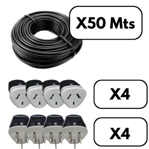 CABLE PARA HACER ALARGUE NEGRO 2X1.5 MM X 50 METROS + FICHAS - Vista 1