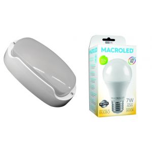 TORTUGA EXTERIOR BLANCO STAR BOX + LAMPARA 7W CALIDA E27 MACROLED - Vista 2