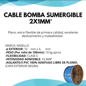 CABLE BOMBA SUMERGIBLE 2X1 MM X METRO CONDUELEC - Vista 3
