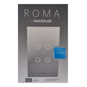 LLAVE LUZ PARED INTERRUPTOR WIFI TOUCH SMART 4 CANAL C/ CAPACITOR 7A MACROLED ROMA - Vista 6