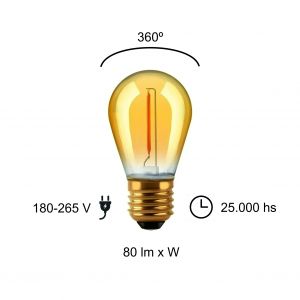 LAMPARA GOTA GOLDEN FILAMENTO LED 1W E27 MACROLED - Vista 3