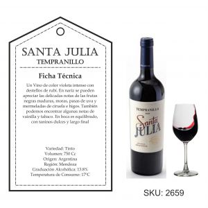 VINO SANTA JULIA TEMPRANILLO 750 CC - Vista 1