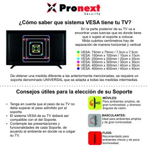 SOPORTE LCD SLCD253 DE 26" A 52" FIJO INCLINABLE PRONEXT - Vista 5