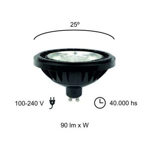 LAMPARA AR111 LED 15W 25º GU10 DE PVC GRIS MACROLED - Vista 6