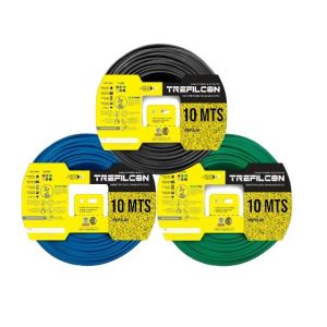 CABLE UNIPOLAR 4 MM TREFILCON X 10M PACK X 3 COLORES (NEGRO- CELESTE - VERDE/AMARILLO)