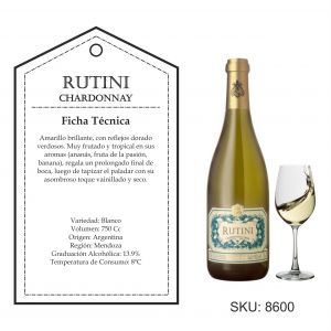 VINO RUTINI CHARDONNAY BLANCO 750 CC X4 - Vista 2