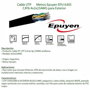 CABLE UTP CAT 6 EPUYEN EXTERIOR X METRO - Vista 4