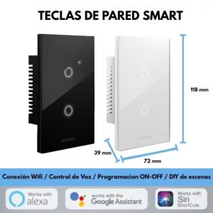 LLAVE LUZ PARED INTERRUPTOR WIFI TOUCH SMART 2 CANALES MACROLED - Vista 5