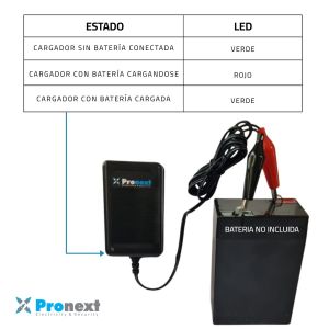 CARGADOR DE BATERIA DE GEL 6V 1 AMP C/ CORTE AUTOMATICO PRONEXT - Vista 5