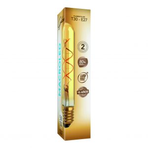 LAMPARA TUBO GOLDEN FILAMENTO LED 2W E27 MACROLED - Vista 2