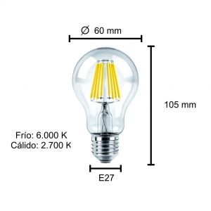 LAMPARA BULBO FILAMENTO LED 8W E27 MACROLED - Vista 5