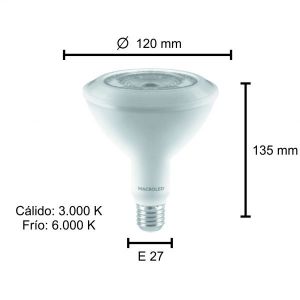 LAMPARA PAR 38 LED 20W E27 LUZ FRIO MACROLED - Vista 3