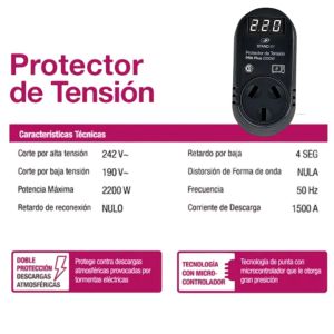 PROTECTOR DE TENSION EQ. ELECTRICOS 2200W C/VOLTíMETRO STAND BY - Vista 3