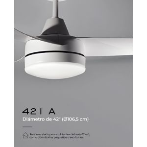 VENTILADOR DE TECHO BLANCO 421A CON LUZ 42” MOTOR DE ALTA EFICIENCIA LEUK - Vista 2