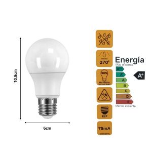 LAMPARA BULBO LED 10 WATT CANDELA COLOR FRIO X5 UNIDADES - Vista 4