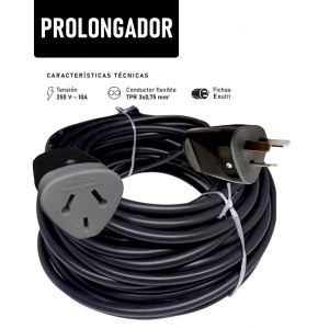 ALARGUE PROLONGADOR NEGRO 3X0.75 MM 25 MTS - Vista 1