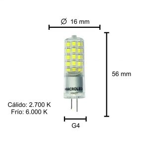 LAMPARA BIPIN 4W G4 12V MACROLED - Vista 5