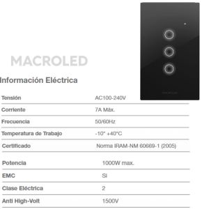 TECLA SMART ROMA MACROLED 3 CANALES CON CAPACITOR - Vista 6