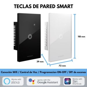 LLAVE LUZ PARED INTERRUPTOR WIFI TOUCH SMART 1 CANAL MACROLED - Vista 4
