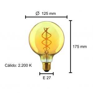LAMPARA GLOBO GOLDEN FILAMENTO LED 5W E27 MACROLED - Vista 3