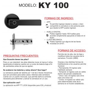 CERRADURA SMART PICAPORTE KY 100 + HUELLA + APP PRONEXT - Vista 5