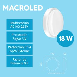 TORTUGA REDONDA 18W LED BLANCO MACROLED - Vista 5