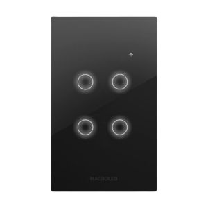 LLAVE LUZ PARED INTERRUPTOR WIFI TOUCH SMART 4 CANAL C/ CAPACITOR 7A MACROLED ROMA - Vista 8