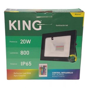 REFLECTOR LED 20W RGB KING 220V RGB+W C/ CONTROL REMOTO RF - Vista 5