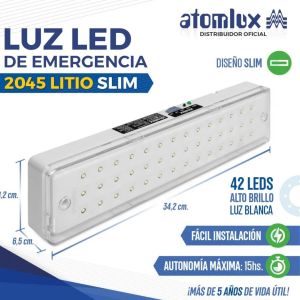 LUZ DE EMERGENCIA 42 LED AUTONOMA (2045 LITIO LED) ATOMLUX - Vista 5