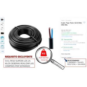 CABLE TIPO TALLER TPR 3X1.5 MM X METRO CONDUELEC - Vista 3