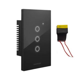 LLAVE LUZ PARED INTERRUPTOR WIFI TOUCH SMART 3 CANAL C/ CAPACITOR 7A MACROLED ROMA - Vista 7