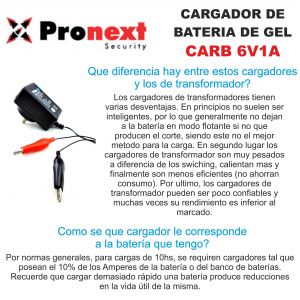CARGADOR DE BATERIA DE GEL 6V 1 AMP C/ CORTE AUTOMATICO PRONEXT - Vista 3