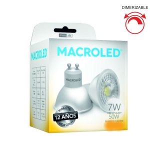 LAMPARA DICROICA LED 7W GU10 DE PVC DIMERIZABLE MACROLED - Vista 1