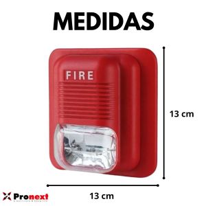 SIRENA ALARMA INCENDIOS 12V 3 TONOS LUZ STROBE PRONEXT - Vista 3
