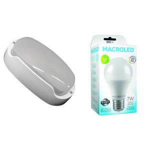 TORTUGA EXTERIOR BLANCO STAR BOX + LAMPARA 7W FRIA E27 MACROLED - Vista 2