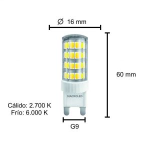 LAMPARA BIPIN 6W G9 220V MACROLED - Vista 5