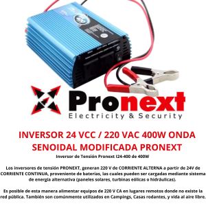 INVERSOR 24 VCC / 220 VAC 400W ONDA SENOIDAL MODIFICADA PRONEXT - Vista 2