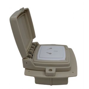LLAVE 1 TOMA 10A (ESPECIAL) CAPSULADO P/ EMBUTIR BEIGE EXULTT - Vista 3