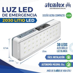 LUZ DE EMERGENCIA 30 LED AUTONOMA (2030LED)  ATOMLUX - Vista 4