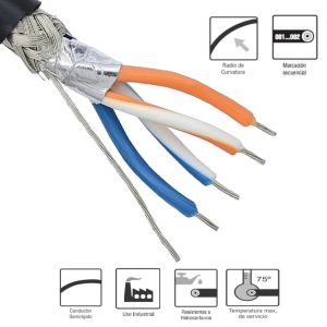 CABLE MULTIPAR DE INSTRUMENTACIÓN BLINDADO RS 485 2 PARES 24 AWG - Vista 2
