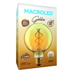 LAMPARA GLOBO GOLDEN FILAMENTO LED 5W E27 MACROLED - Vista 2
