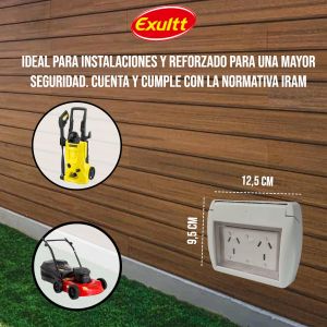 TAPA CAPSULADA EXTERIOR MEMBRANA + TOMACORRIENTE DOBLE EXULTT URBANA - Vista 3