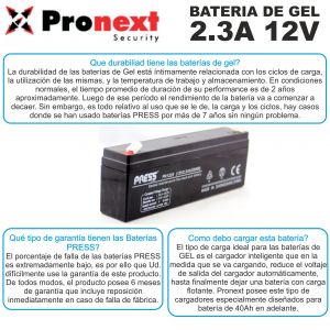 BATERIA DE GEL DE 12V 2.3 AH PRESS - Vista 3