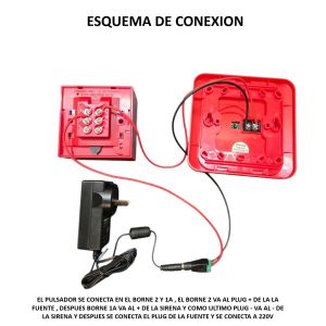 ALARMA EVACUACIÓN INCENDIO CON SIRENA STROBE Y PULSADOR - Vista 2