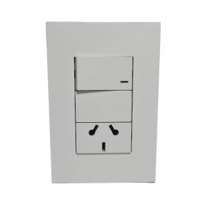 LLAVE ARMADA PUNTO Y TOMA BI JELUZ PLATINUM BLANCO