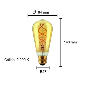 LAMPARA PERA GOLDEN FILAMENTO LED 5W E27 MACROLED - Vista 2