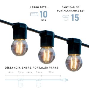 GUIRNALDA 10 METROS 15 PORTALAMPARAS E27 STAR BOX - Vista 4